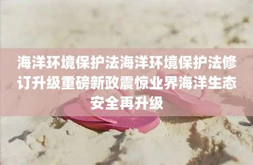 海洋环境保护法海洋环境保护法修订升级重磅新政震惊业界海洋生态安全再升级