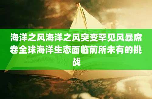 海洋之风海洋之风突变罕见风暴席卷全球海洋生态面临前所未有的挑战