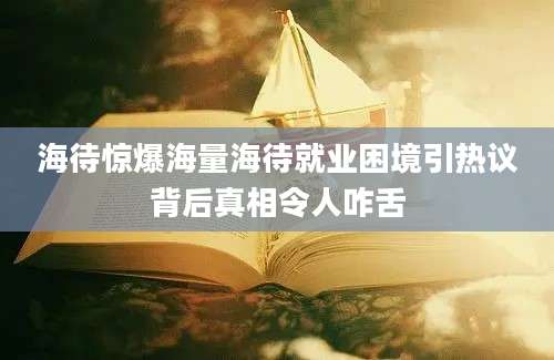 海待惊爆海量海待就业困境引热议背后真相令人咋舌