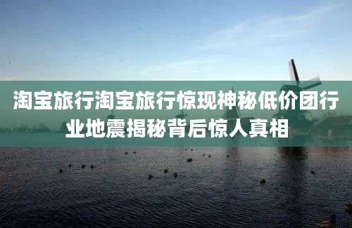 淘宝旅行淘宝旅行惊现神秘低价团行业地震揭秘背后惊人真相