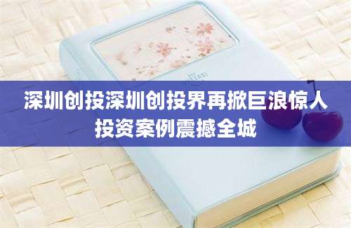 深圳创投深圳创投界再掀巨浪惊人投资案例震撼全城