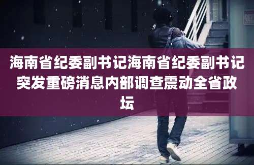 海南省纪委副书记海南省纪委副书记突发重磅消息内部调查震动全省政坛