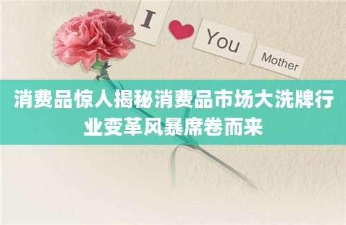 消费品惊人揭秘消费品市场大洗牌行业变革风暴席卷而来