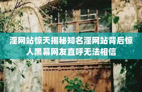 淫网站惊天揭秘知名淫网站背后惊人黑幕网友直呼无法相信