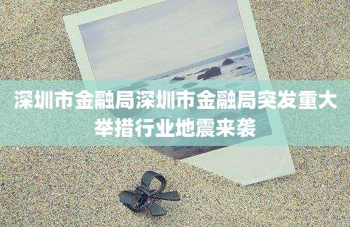 深圳市金融局深圳市金融局突发重大举措行业地震来袭