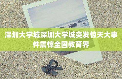 深圳大学城深圳大学城突发惊天大事件震惊全国教育界