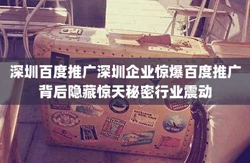 深圳百度推广深圳企业惊爆百度推广背后隐藏惊天秘密行业震动