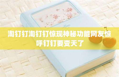 淘钉钉淘钉钉惊现神秘功能网友惊呼钉钉要变天了