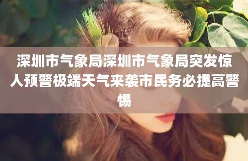 深圳市气象局深圳市气象局突发惊人预警极端天气来袭市民务必提高警惕