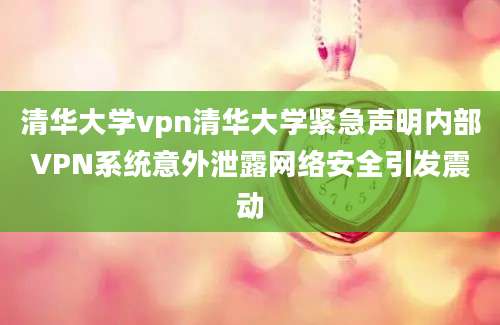 清华大学vpn清华大学紧急声明内部VPN系统意外泄露网络安全引发震动