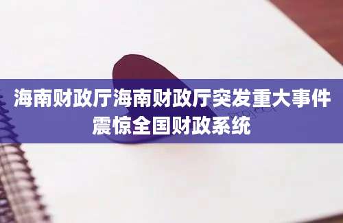 海南财政厅海南财政厅突发重大事件震惊全国财政系统