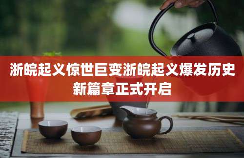 浙皖起义惊世巨变浙皖起义爆发历史新篇章正式开启