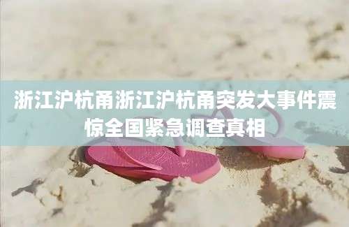 浙江沪杭甬浙江沪杭甬突发大事件震惊全国紧急调查真相