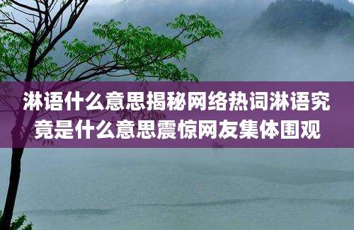 淋语什么意思揭秘网络热词淋语究竟是什么意思震惊网友集体围观