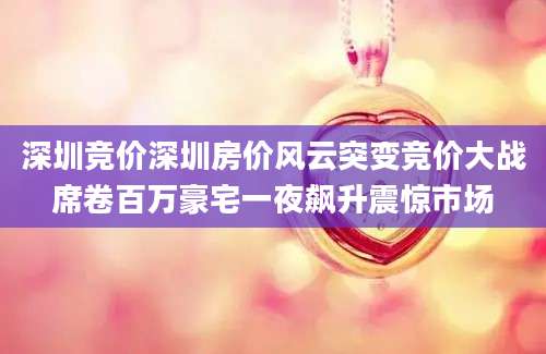 深圳竞价深圳房价风云突变竞价大战席卷百万豪宅一夜飙升震惊市场