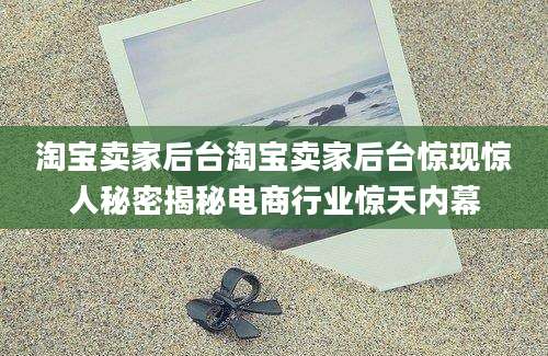 淘宝卖家后台淘宝卖家后台惊现惊人秘密揭秘电商行业惊天内幕