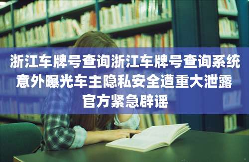 浙江车牌号查询浙江车牌号查询系统意外曝光车主隐私安全遭重大泄露官方紧急辟谣