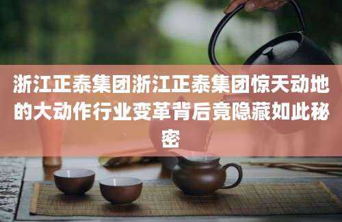 浙江正泰集团浙江正泰集团惊天动地的大动作行业变革背后竟隐藏如此秘密