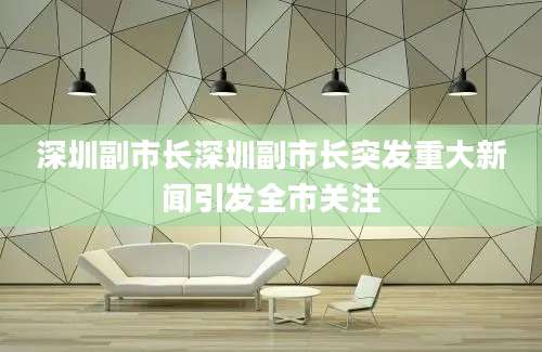 深圳副市长深圳副市长突发重大新闻引发全市关注