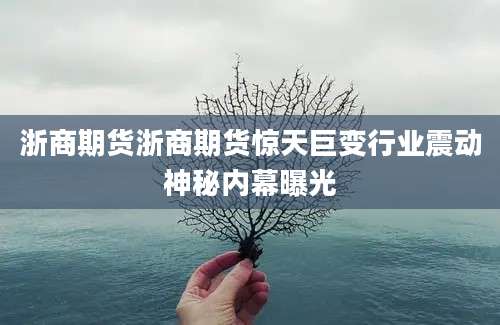 浙商期货浙商期货惊天巨变行业震动神秘内幕曝光