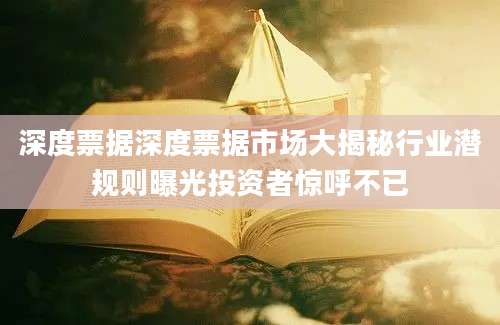 深度票据深度票据市场大揭秘行业潜规则曝光投资者惊呼不已