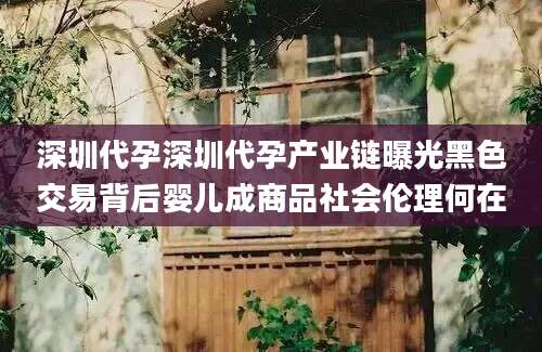 深圳代孕深圳代孕产业链曝光黑色交易背后婴儿成商品社会伦理何在