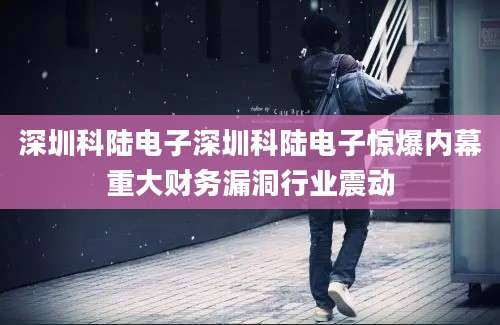 深圳科陆电子深圳科陆电子惊爆内幕重大财务漏洞行业震动