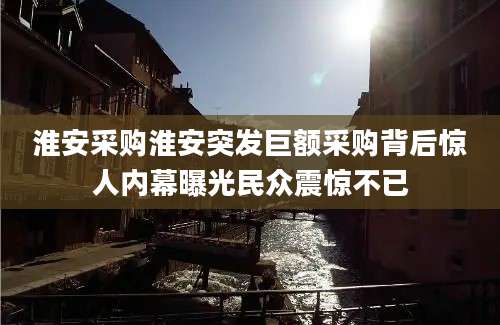 淮安采购淮安突发巨额采购背后惊人内幕曝光民众震惊不已