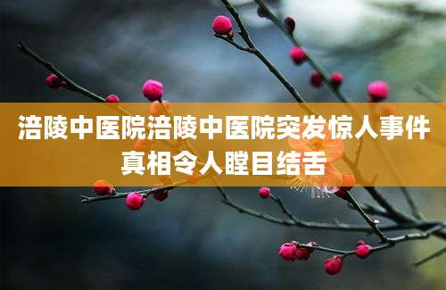 涪陵中医院涪陵中医院突发惊人事件真相令人瞠目结舌