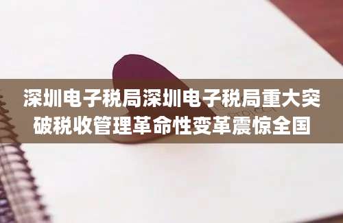 深圳电子税局深圳电子税局重大突破税收管理革命性变革震惊全国