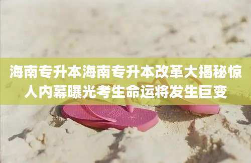 海南专升本海南专升本改革大揭秘惊人内幕曝光考生命运将发生巨变