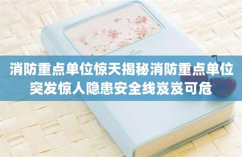 消防重点单位惊天揭秘消防重点单位突发惊人隐患安全线岌岌可危