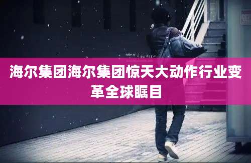 海尔集团海尔集团惊天大动作行业变革全球瞩目