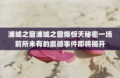 浦城之窗浦城之窗爆惊天秘密一场前所未有的震撼事件即将揭开