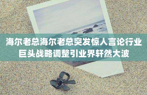 海尔老总海尔老总突发惊人言论行业巨头战略调整引业界轩然大波