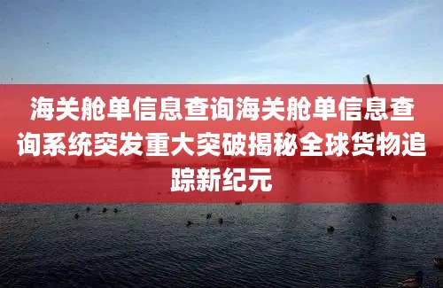海关舱单信息查询海关舱单信息查询系统突发重大突破揭秘全球货物追踪新纪元