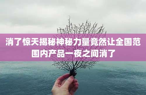 消了惊天揭秘神秘力量竟然让全国范围内产品一夜之间消了