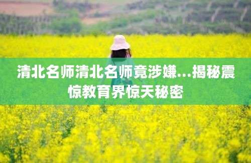 清北名师清北名师竟涉嫌...揭秘震惊教育界惊天秘密