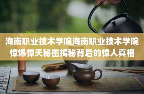 海南职业技术学院海南职业技术学院惊爆惊天秘密揭秘背后的惊人真相