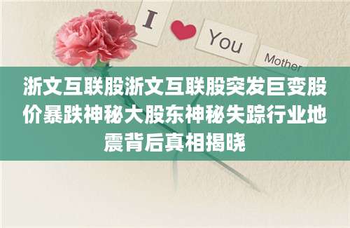 浙文互联股浙文互联股突发巨变股价暴跌神秘大股东神秘失踪行业地震背后真相揭晓