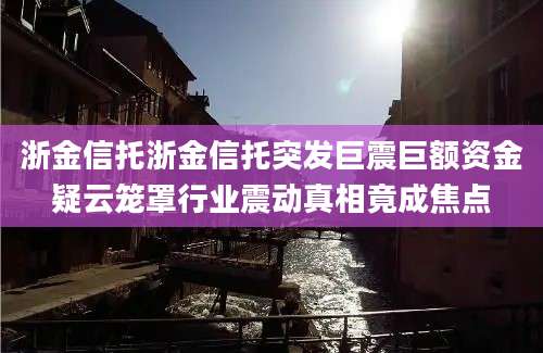 浙金信托浙金信托突发巨震巨额资金疑云笼罩行业震动真相竟成焦点