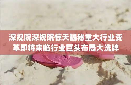 深规院深规院惊天揭秘重大行业变革即将来临行业巨头布局大洗牌