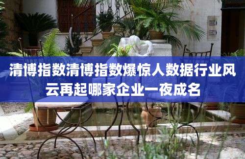 清博指数清博指数爆惊人数据行业风云再起哪家企业一夜成名