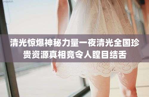 清光惊爆神秘力量一夜清光全国珍贵资源真相竟令人瞠目结舌