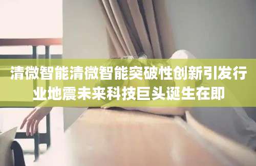 清微智能清微智能突破性创新引发行业地震未来科技巨头诞生在即