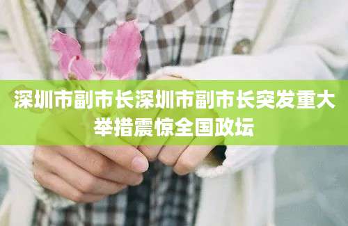 深圳市副市长深圳市副市长突发重大举措震惊全国政坛