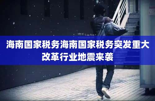 海南国家税务海南国家税务突发重大改革行业地震来袭