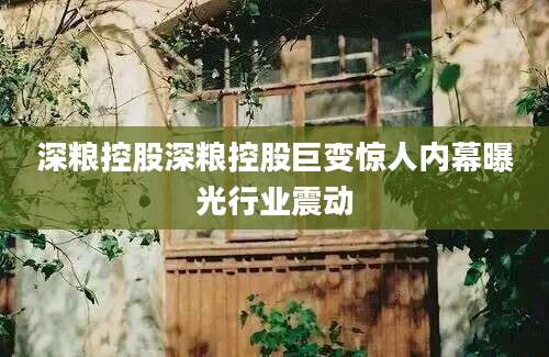 深粮控股深粮控股巨变惊人内幕曝光行业震动