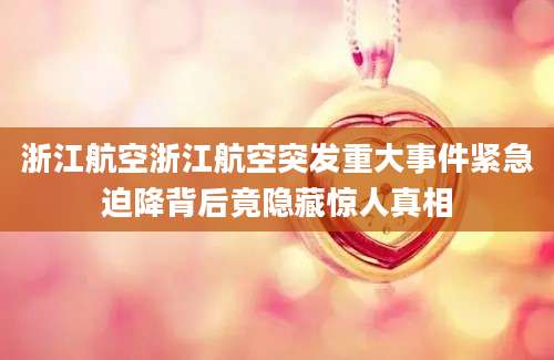 浙江航空浙江航空突发重大事件紧急迫降背后竟隐藏惊人真相
