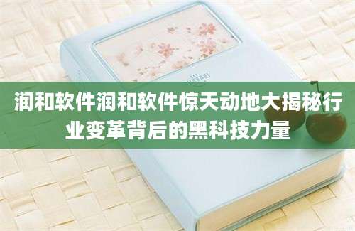 润和软件润和软件惊天动地大揭秘行业变革背后的黑科技力量